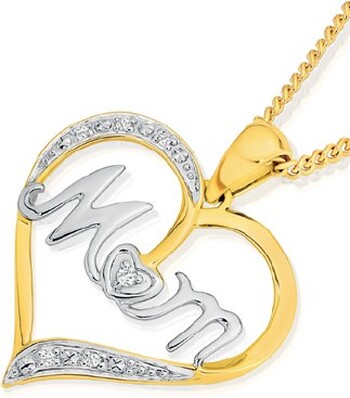 9ct Gold Diamond Mum Heart Pendant