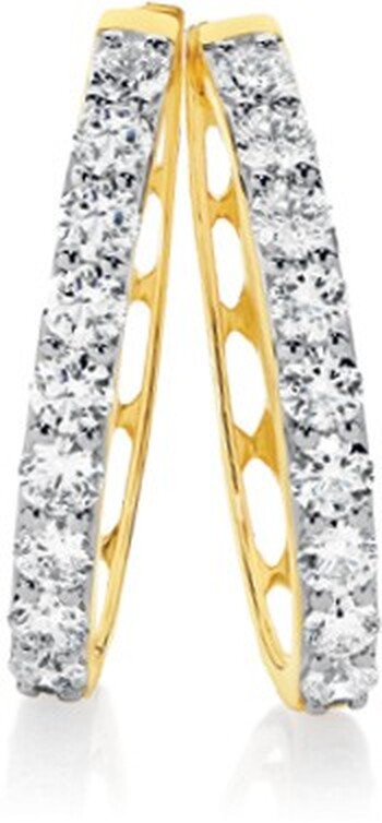 Alora 10ct Gold 1 1/2 Carats TW Lab Grown Diamond Huggie Earrings