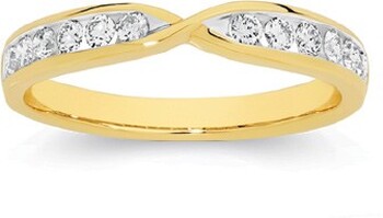 9ct Gold Diamond Curved Band