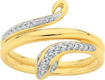 9ct Gold Diamond Snake Ring