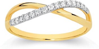 9ct Gold Diamond Open Crossover Ring