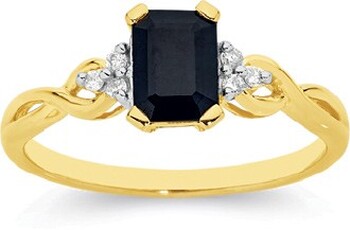 9ct Gold Black Sapphire & Diamond Ring