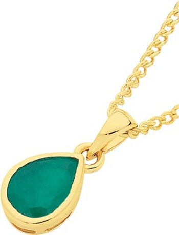 9ct Gold Natural Emerald Pendant