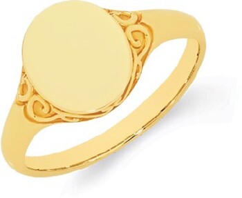 9ct Gold Filigree Oval Signet Ring