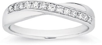 9ct White Gold Diamond Crossover Band