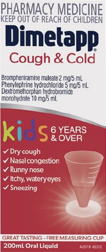 Dimetapp Cough & Cold for Kids 200mL*