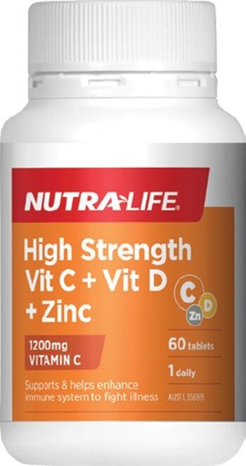 Nutra-Life High Strength Vit C + Vit D + Zinc 60 Tablets*
