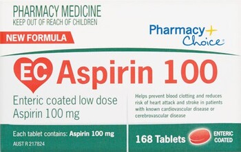 Pharmacy Choice Coated Aspirin 100mg 168 Tablets^
