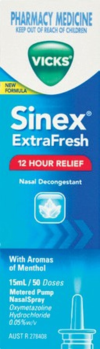 Vicks Sinex Extra Fresh Nasal Decongestant Spray 15mL*