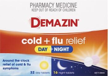 Demazin PE Cold & Flu Relief Day & Night 48 Tablets^