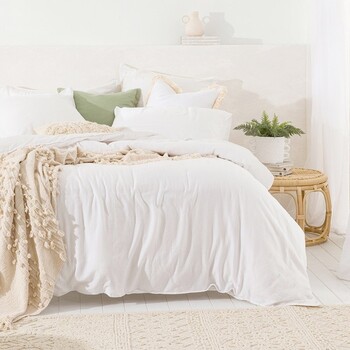 Washed Linen Look White Quilt Cover Set by Essentials