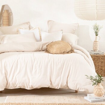 Washed Linen Look Natural Quilt Cover Set by Essentials