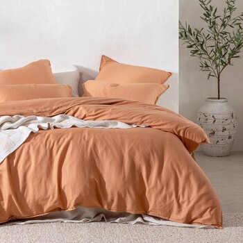 Washed Linen Look Butterscotch Quilt Cover Set by Essentials