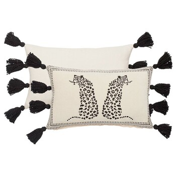 Tanzi Leopard Embroidered Velvet Oblong Cushion by M.U.S.E.