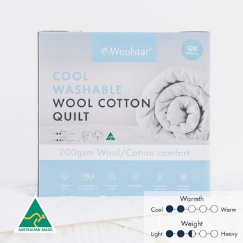 Cool 200gsm Washable Australian Wool Cotton Quilt by Woolstar