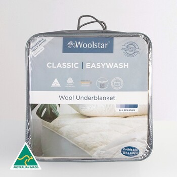 Easy Wash Reversible Australian Wool Underblanket by Woolstar