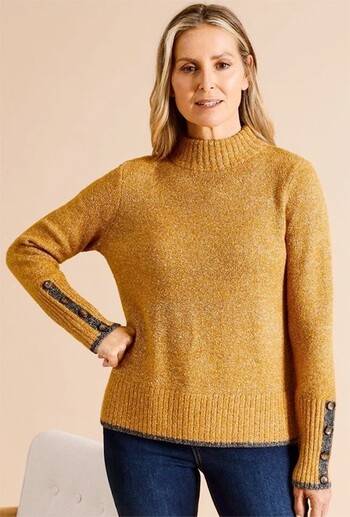 Regatta Jumper with Contrast Tipping - Ochre/Charcoal