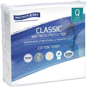 Protect-A-Bed Waterproof Cotton Terry Fitted Mattress Protector - Queen