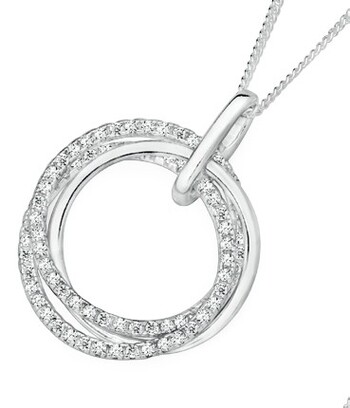 Sterling Silver Cubic Zirconia Circles in Time Pendant