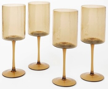 Australian House & Garden Hammered Wine Glass in Brown Set of 4