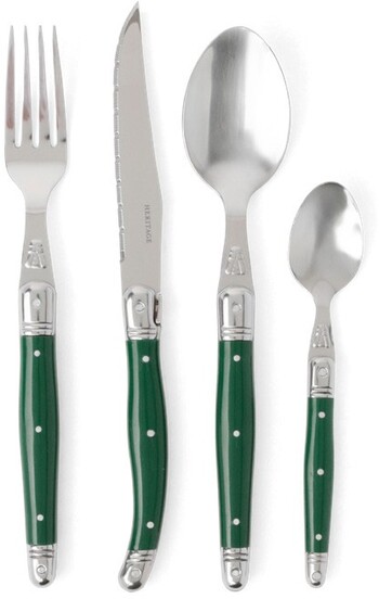 Heritage 24pc Laguiole Cutlery Set in Green