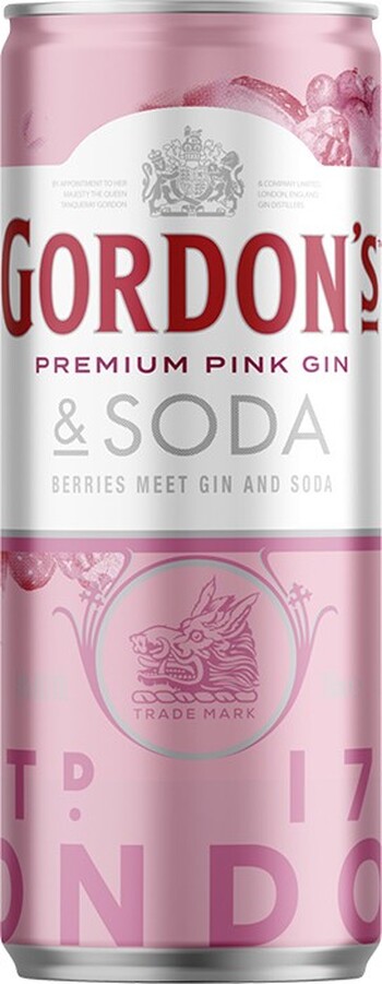 Gordon's Premium Pink Gin & Soda Cans 250mL