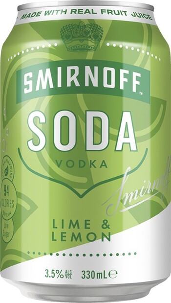 Smirnoff Fruit Soda Lime & Lemon Can 330mL