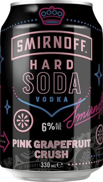Smirnoff Hard Soda Pink Grapefruit Crush 6% Can 330mL