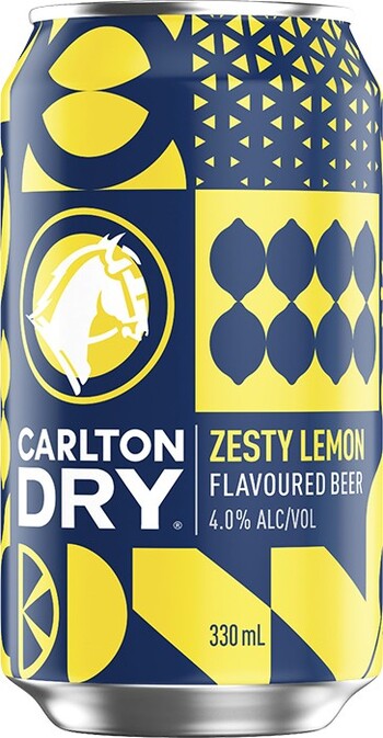 Carlton Dry Zesty Lemon Flavoured Beer Cans 330mL
