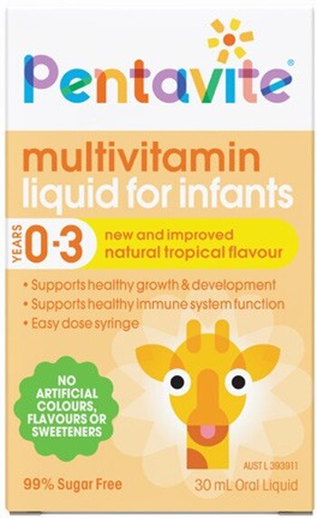 Pentavite Multivitamin Liquid for Infants 0-3 Years Tropical Flavour 30mL
