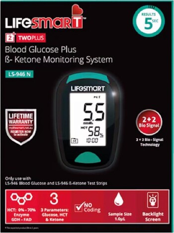 LifeSmart TwoPlus Blood Glucose plus BKetone Monitoring System