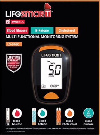 LifeSmart Multi Functional Monitor for Blood Glucose Ketone & Cholesterol