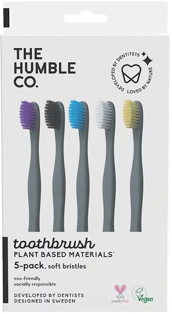 The Humble Co Soft Adult Plant Based Toothbrush Mixed Colours 5 Pack