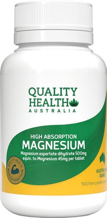 Quality Health High Absorption Magnesium 500mg 100 Tablets*
