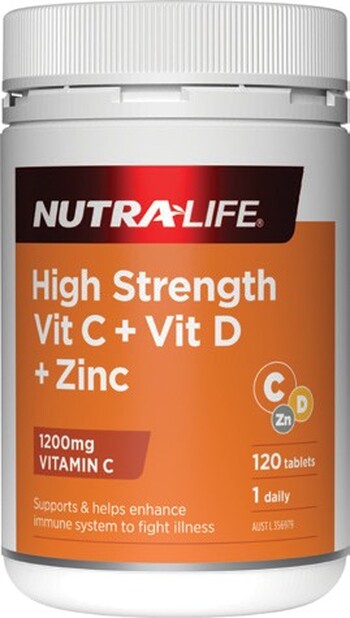 Nutra-Life High Strength Vitamin C & Vitamin D Plus Zinc 120 Tablets*