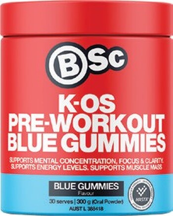 BSc K-OS Pre- Workout Blue Gummies 300g*
