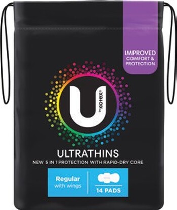 U by Kotex Ultra Thins Regular with Wings 14 Pads