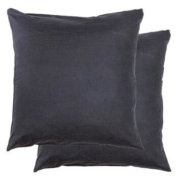 Washed Linen Charcoal European Pillowcase by M.U.S.E.