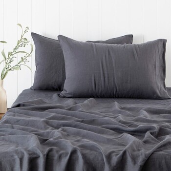 Washed Linen Charcoal King Pillowcase Pair by M.U.S.E.