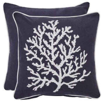 Carnation Coral Embroidered Square Cushion by M.U.S.E.