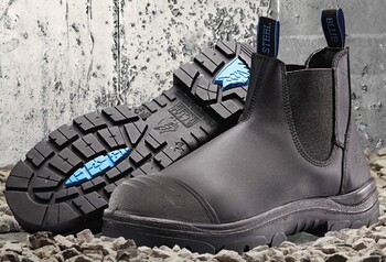 Steel Blue Hobart Black Elastic Sided Safety Boots with Scuff Cap
