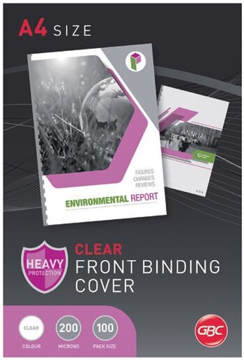 GBC A4 Binding Covers 200 Micron Clear 100 Pack