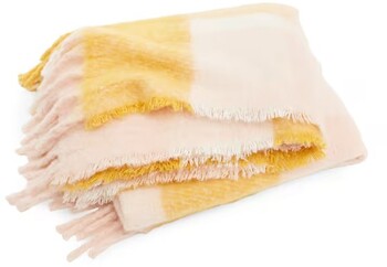 Check Woven Throw - Pink and Mustard
