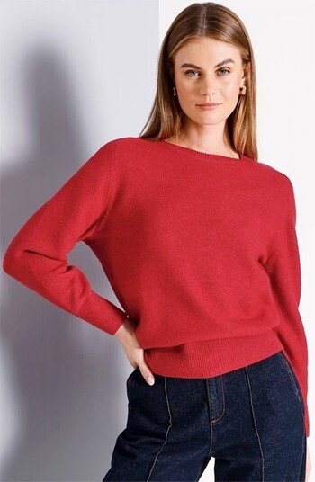 Basque Soft Touch Crew Neck Knit - Red