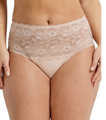Kayser Perfects Cotton & Lace Lace Stretch Cotton Hicut Brief - Honey
