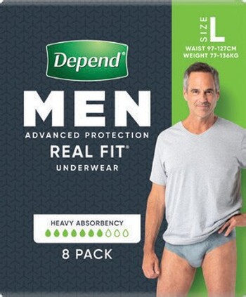 Depend Real Fit Large Underwear Men’s 8 Pack