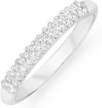 Sterling Silver Fine Cubic Zirconia Pave Friendship Ring