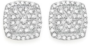 9ct Gold Diamond Cushion Shape Stud Earrings