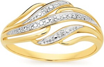9ct Gold Diamond Multi Swirl Ring