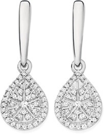 9ct White Gold Diamond Pear Shape Drop Earrings